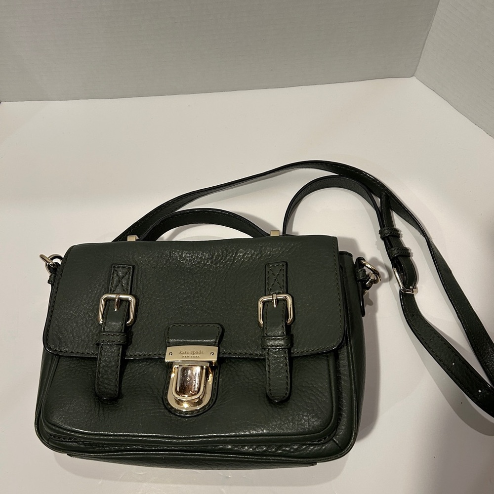 Kate Spade Dark Green Leather crossbody messenger Bag